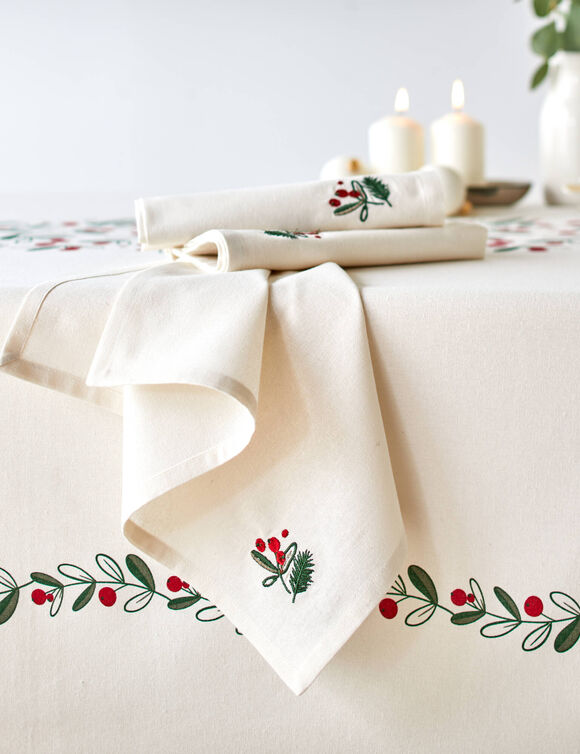 Katoenen servet met borduursel - set van 3 (naturel) Katoenen servet met borduursel - set van 3 (naturel)